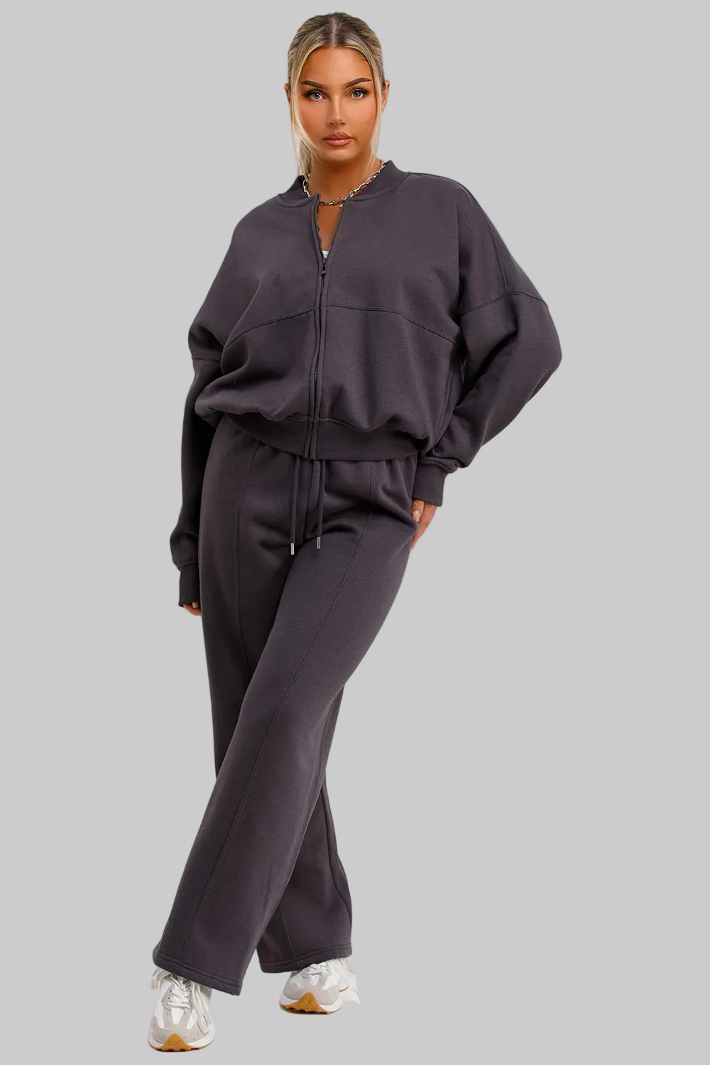 Bomber Zip Set | Charcoal