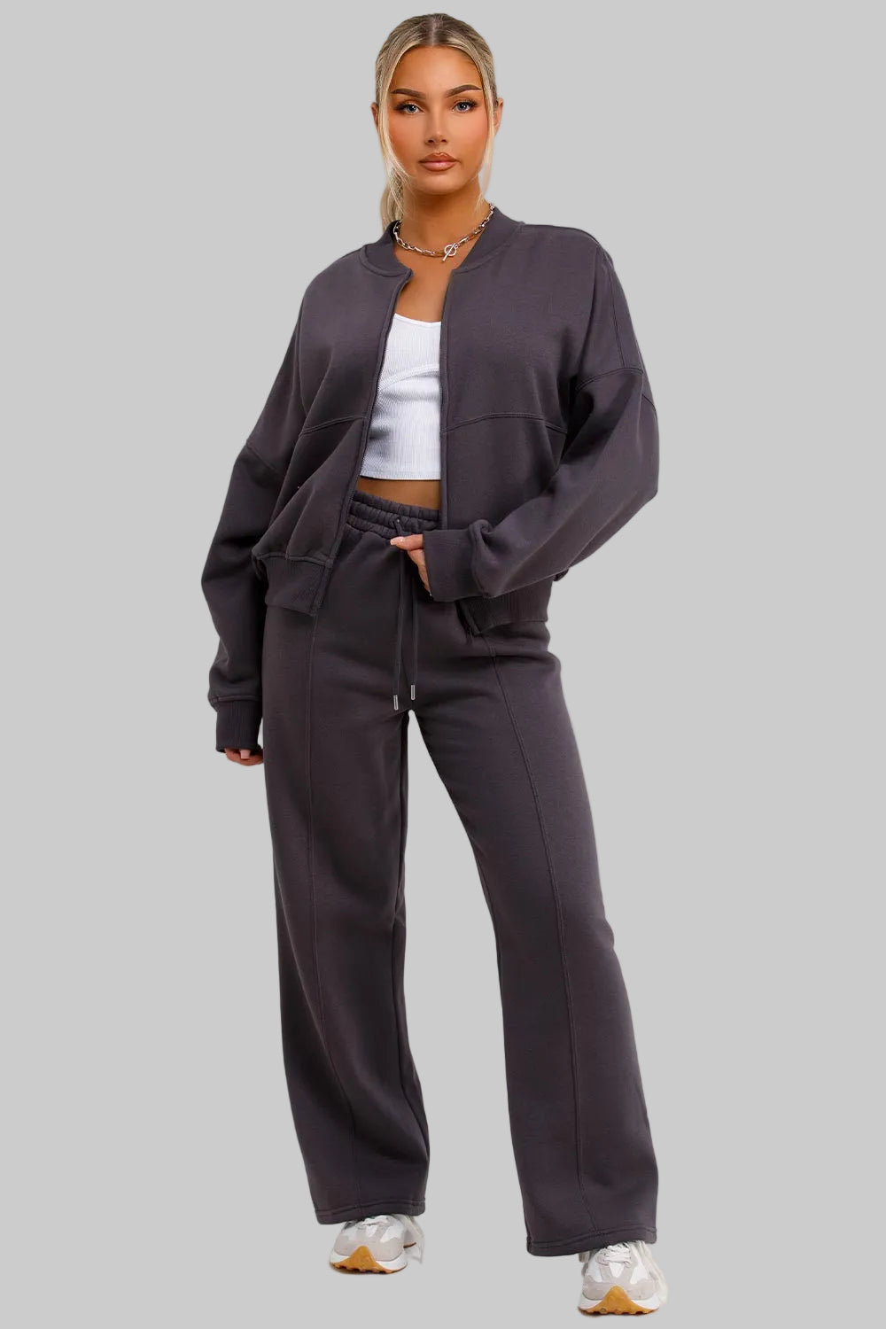 Bomber Zip Set | Charcoal